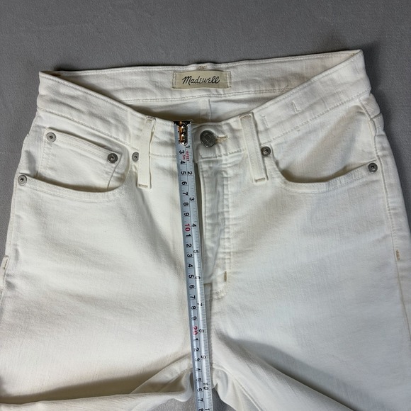 MADEWELL Cali Demi Boot Women's Jean Size 26S Cropped White  Stretch Raw Hem - Picture 7 of 10